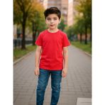Windy Island Erkek Çocuk Bisiklet Yaka %100 Pamuk Basic Kısa Kollu T-Shirt - Kırmızı - 11 -12 Yaş
