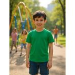 Windy Island Erkek Çocuk Bisiklet Yaka %100 Pamuk Basic Kısa Kollu T-Shirt - Yeşil - 11 -12 Yaş
