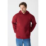 Windy Island Erkek Oversize % 100 Pamuk Içi Polarlı Yumuşak Dokulu Basic Kapüşonlu Sweatshirt - Bordo - XXL/STD