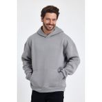 Windy Island Erkek Oversize % 100 Pamuk Içi Polarlı Yumuşak Dokulu Basic Kapüşonlu Sweatshirt - Gri