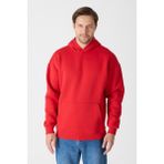 Windy Island Erkek Oversize % 100 Pamuk Içi Polarlı Yumuşak Dokulu Basic Kapüşonlu Sweatshirt - Kırmızı