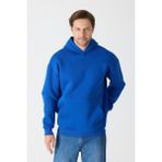 Windy Island Erkek Oversize % 100 Pamuk Içi Polarlı Yumuşak Dokulu Basic Kapüşonlu Sweatshirt - Mavi