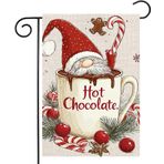 WINFLAB Noel Cüce Bahçe Bayrakları 12x18 Dikey Çift Taraflı, Dış Dekorasyon için Noel Sıcak Çikolata Avlu Bayrağı, Kış Tatili Dış Mekan Mevsimlik Ev Dekorasyonları