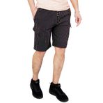 wingetstar Erkek Siyah Çizgili Iki Iplik %85 Pamuk %15 Polyester Rahat Kalıp Günlük Kargo Cepli Bermuda Şort