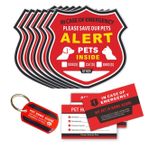 WINGKIND Evcil Hayvan Uyarısı Çıkartmaları - Acil Durumda Evcil Hayvan Kurtarma Çıkartmaları Statik Yapışkan Pencere Çıkartmaları (6'lı Paket), Pet Home Alone Cüzdan Kartları, Anahtar Etiketi - Yapışkan Yok,