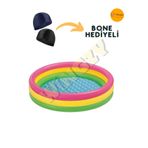 Wingzy Intex Bebek Havuzu, 3 Boğumlu Sunset Baby Pool 86x25 Cm (BONE HEDİYELİ)