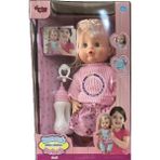 Wingzy Sesli Emzikli ve Biberonlu 30 cm Altını Islatan Boncuk Oyuncak Bebek - Pembe