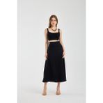 Winmoda Yüksek Bel Dökümlü Kloş Uzun Etek 94/96 cm – Tesettür Uyumlu, Gabardin, Yandan Fermuarlı, Iç Göstermez - Siyah