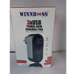 WINNBOSS 3X USB Lİ TERMAL AKIM KORUMALI PRİZ