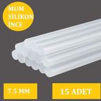 Winnboss Ince Şeffaf Sıcak Mum Silikon 7.5mm 30CM 15 Adet