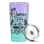 winorax Queen of The Camper Tumbler Kamp Hediyeleri Kampçılar İçin Kocadan Kadın Erkek Arkadaş Kız Kardeşler En İyi Arkadaş Kapaklı Kahve Fincanı 20oz Paslanmaz Seyahat Kupası