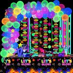 Winrayk Neon Parti Süslemeleri Karanlıkta Parlayan Parti Malzemeleri, Neon Balon Kemer Kiti Asılı Girdap Krep Kağıt Flama Kağıt Çelenk, Yetişkin Genç Çocuk Kız Erkek Neon Doğum Günü Partisi