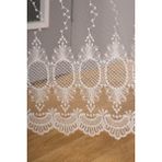 Winsev Tekstil Ayna Brode Nakış Işlemeli Tül Perde (1/3 Sık Pile) - 100 x 260 cm - Ekru