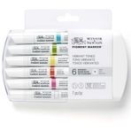 Winsor & Newton 0290046 Pigment Marker (Yüksek Kaliteli, Işığa Dayanıklı Sanatçı Pigmentleri, Renk Derinliği Ve Yüksek Parlaklık İçin, Grafik Tasarım Ve Çizimler İçin) 6 Renkli Canlı Ton Seti