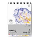 Winsor & Newton 6691002 spiral blokta çizim kağıdı - 25 yaprak DIN A4, 150 g/m², ince taneli, doğal beyaz, asit içermez, arşivlenebilir kalite, Fineliner, mürekkep, renkli kalem için eskimeye dayanıklı