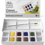 Winsor & Newton Cotman 0390673 sulu boya seti, canlı sulu boya, mükemmel şeffaflık, 8 renkli set, cep fırçalı - manzara resmi