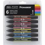 Winsor & Newton ProMarker Kalem 6 Renk Vibrant Tones Set Güçlü Tonlar