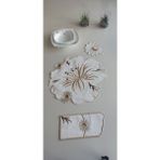 Winter Flower 18 Parça Linen Kumaş Amerikan Servis Seti - 35 x 35 cm - Açık Krem