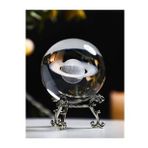 Winter House Satürn Temalı Kristal Cam Küre - Gümüş Standlı Dekoratif Objeler