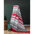 Winter Yeni Yil Ozel Diz Ustu Pamuklu Battaniye 130 X 170 Sacakli Tv Battaniyesi Kirmizi Yilbasi