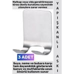 Wintoup #askı Montaj Gerektirmeyen Kendinden Yapışkanlı Iz Bırakmaz Suya Neme Dayanıklı Mutfak Banyo Tıraş Bıçağı Havlu Lif Anahtar Küçük Eşya Fayans Cam Metal Mermer Çift Tırnaklı Çelik Askı 3 Adet - Çok Renkli