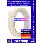 Wintoup #Bant İz Bırakmaz Isıya Dayanıklı İnce Krep Kağıt Kolay Yapışma Sökülebilme Elle Yırtılabilen Ahşap Metal Cam Plastik Otomotiv Boya Badana 24 Mm X 25 Metre Maskeleme Bantı 1 Adet