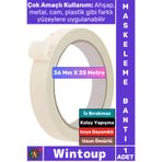 Wintoup #Bant İz Bırakmaz Isıya Dayanıklı İnce Krep Kağıt Kolay Yapışma Sökülebilme Elle Yırtılabilen Ahşap Metal Cam Plastik Otomotiv Boya Badana 36 Mm X 25 Metre Maskeleme Bantı 1 Adet