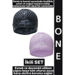 Wintoup #bone Yumuşak Elastik Silikon Havuz Deniz Yüzme Kulağa Su Kaçırmaz Büyük Beden Saç Bonesi Ikili Set - Standart - Çok Renkli