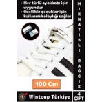 Wintoup Çocuk Genç Yetişkin Şık Klipsli Manyetik Lastikli Pratik Mıknatıslı Ayakkabı Bağcığı 100 cm 4 Çift - Standart