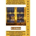 Wintoup Dış Mekan Balkon Vitrin Süsleme 8 Mod Fişli Eklemeli 5+5 Metre 10 Saçaklı Kar Tanesi Perde LED Işık - 1 - 10 W