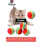 Wintoup Eğlenceli Dayanıklı Yumuşak Zararsız Diş Temizleme Kaşıma Masaj Etkili Gökkuşağı Kedi Oyun Topu 2 Ad