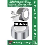 Wintoup #folyobant Isıya Dayanıklı Soba Boru Tamir Yama Güçlü Alüminyum Yanmaz Folyo Bant 20 Metre 10 Adet - Gri