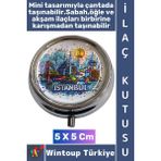 Wintoup #hediye Dekoratif Hediye 3 Bölmeli Vitamin Hap Tablet Istanbul Temalı Saklama Kutusu 5 x 5 cm - Çok Renkli