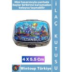 Wintoup #hediye Hediyelik Şık Istanbul Temalı 2 Bölmeli Hap Vitamin Tablet Saklama Kutusu 4 x 5,5 cm - Çok Renkli