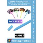 Wintoup #kalem Genç Çocuk Ev Okul Ofis Anime Figürlü Mini Yelpazeli Tasarım Tükenmez Kalem 26 x 13 cm 4 Adet - 1 Adet - Çok Renkli