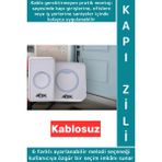 Wintoup Kendinden Yapışkanlı Ev Kapı Girişi Ofis 36 Melodili LED Işıklı Kablosuz Su Geçirmez Beyaz Kapı Zili - 1