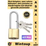 Wintoup #kilit Çelik Gövde Güvenlik Kilidi Dayanıklı Koruma Emniyetli Mekanizma Sarı Uzun Asma Kilit 63 mm