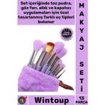 Wintoup #makyajseti Profesyonel Yumuşak Kıl Hızlı Kuruyan Pudra Göz Farı Kapatıcı Makyaj Fırçası Seti 13 Prç - Standart