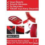Wintoup Özel Üretim Ultra Güçlü Çok Amaçlı Tamir Cam Dış Mekan Montaj 1,5mt Çift Taraflı Şeffaf Bant 2 Adet