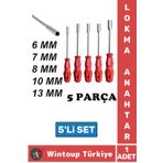 Wintoup Premium Ergonomik Kaymaz Kauçuk Sap Lokma Anahtar Tornavida 6/7/8/10/13/mm 5'li SET
