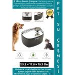 Wintoup Premium Evcil Hayvan Kedi Köpek Ultra Sessiz Temiz Su Pınarı Otomatik Filtreli Su Çeşmesi 2.5 Litre - Siyah
