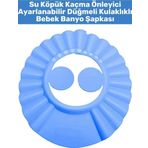 Wintoup Premium Sağlıklı Malzeme Su Köpük Kaçma Önleyen Ayarlanabilir Düğmeli Kulaklıklı Bebek Banyo Şapkası