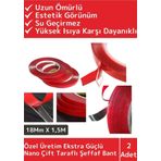 Wintoup Premium Seri Ultra Güçlü Çok Amaçlı Tamir Cam Dış Mekan Montaj 1,5mt Çift Taraflı Şeffaf Bant 2 Adet