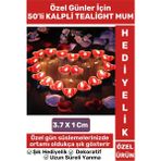 Wintoup Premium Şık Dekoratif Ambians Sevgililer Günü Özel Gün Süslemesi 50 Adet Kırmızı Kalpli Tealıght Mum