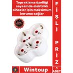 Wintoup #priz Kablosuz Çoklu Golyat Priz Emniyetli Dayanıklı Kompakt Güvenli Ev Dörtlü Topraklı Fişli Priz - Çok Renkli