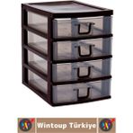 Wintoup #takıorganizer Dayanıklı Plastik Masa Üstü Dolap Raf Küçük Eşya 4 Çekmeceli Komidin Mini Organizer - Standart
