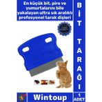Wintoup #tarak Paslanmaz Çelik Dişli Ergonomik Saplı Evcil Hayvan Bakım Hijyen Kedi Köpek Bit Pire Tarağı - Renkli