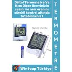 Wintoup #Termometre Çocuk Bebek Odası Ev Nem Sıcaklık Ölçer Alarm Sabitleme Klipsli Pilli Dijital Termometre