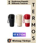 Wintoup #termos Kamp Outdoor Günlük Iş Yeri Ofis Piknik Sızdırmaz Kapaklı Silikonlu Termos Bardak 17 x 7 cm - Çok Renkli
