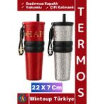 Wintoup #termos Kamp Outdoor Piknik Gündelik Sızdırmaz Kapaklı Çift Katmanlı Vakumlu Termos Bardak 22 x 7 cm - Çok Renkli